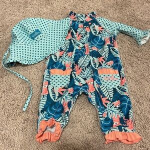 Tropical Print Kids Swim Rashguard Set